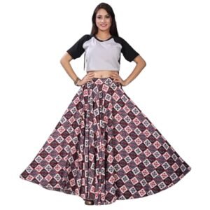 JYESHTA Women’s American Crepe Flared A Line Stitched Long Skirt with 12 Mtr Flare 40 in Height | Skirts for Women Long Length | Long Skirts for Girls
