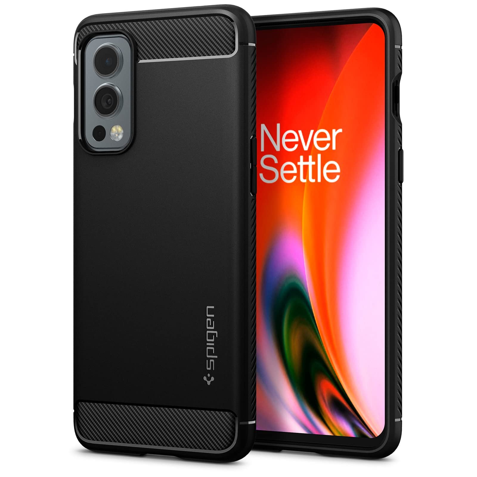 Spigen Rugged Armor | OnePlus Nord2 5G Case [Air Cushion Protection] [Flexible] OnePlus Nord2 5G Back Cover | TPU – Matte Black