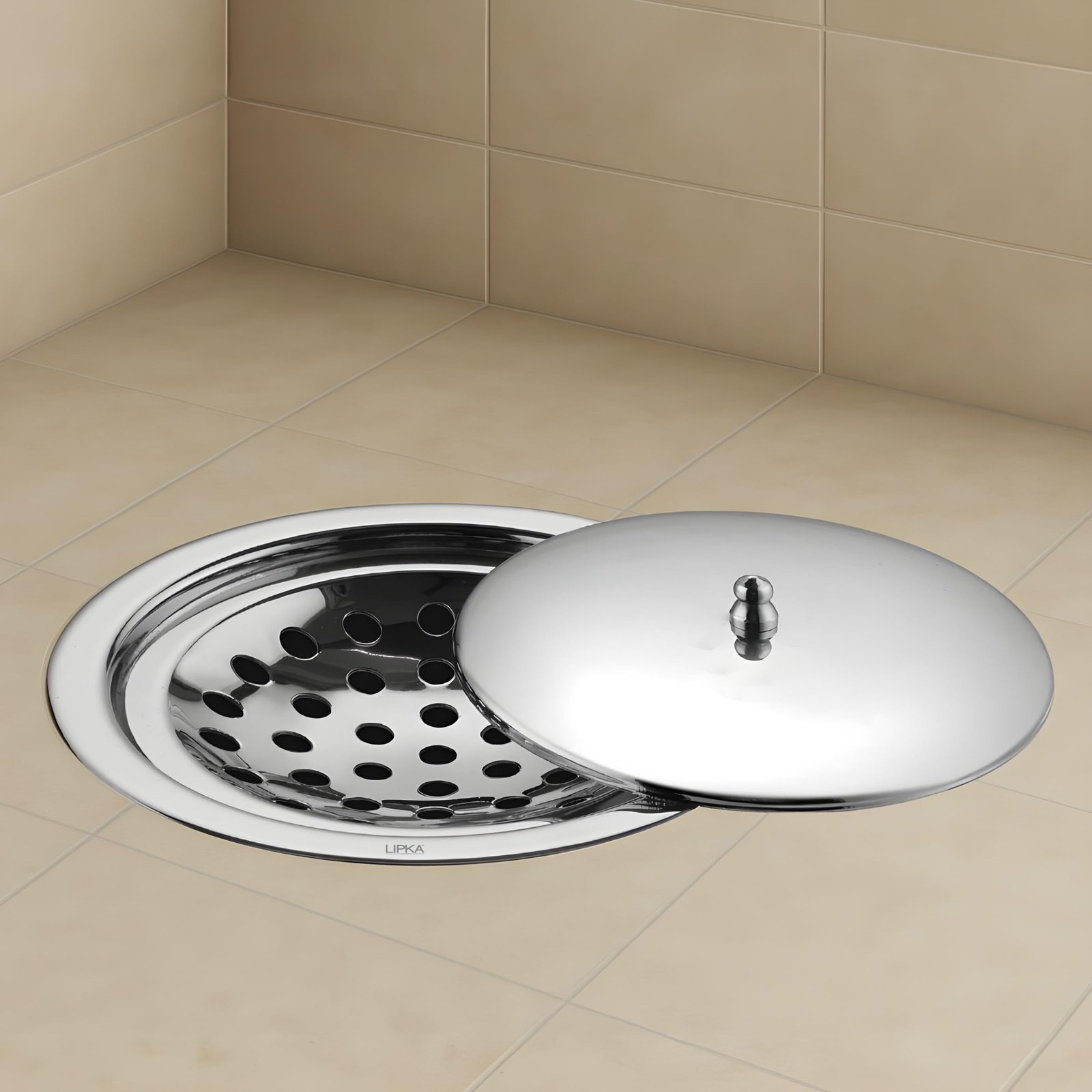 LIPKA 5-Inch Round Floor Drain with Lid | Premium Stainless Steel Bathroom Floor Drainer Cover | Shower Drain Trap for Kitchen, Balcony, Toilet, Bathoom | Anti-Clog, Rust-Resistant, Heavy-Duty