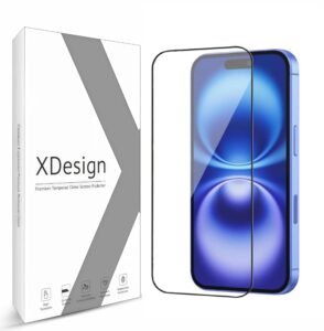 XDesign Tempered Glass Screen Protector Compatible For iphone 15/16 (Black) Edge To Edge Full Screen Coverage With Easy Installation Kit, Pack of 1