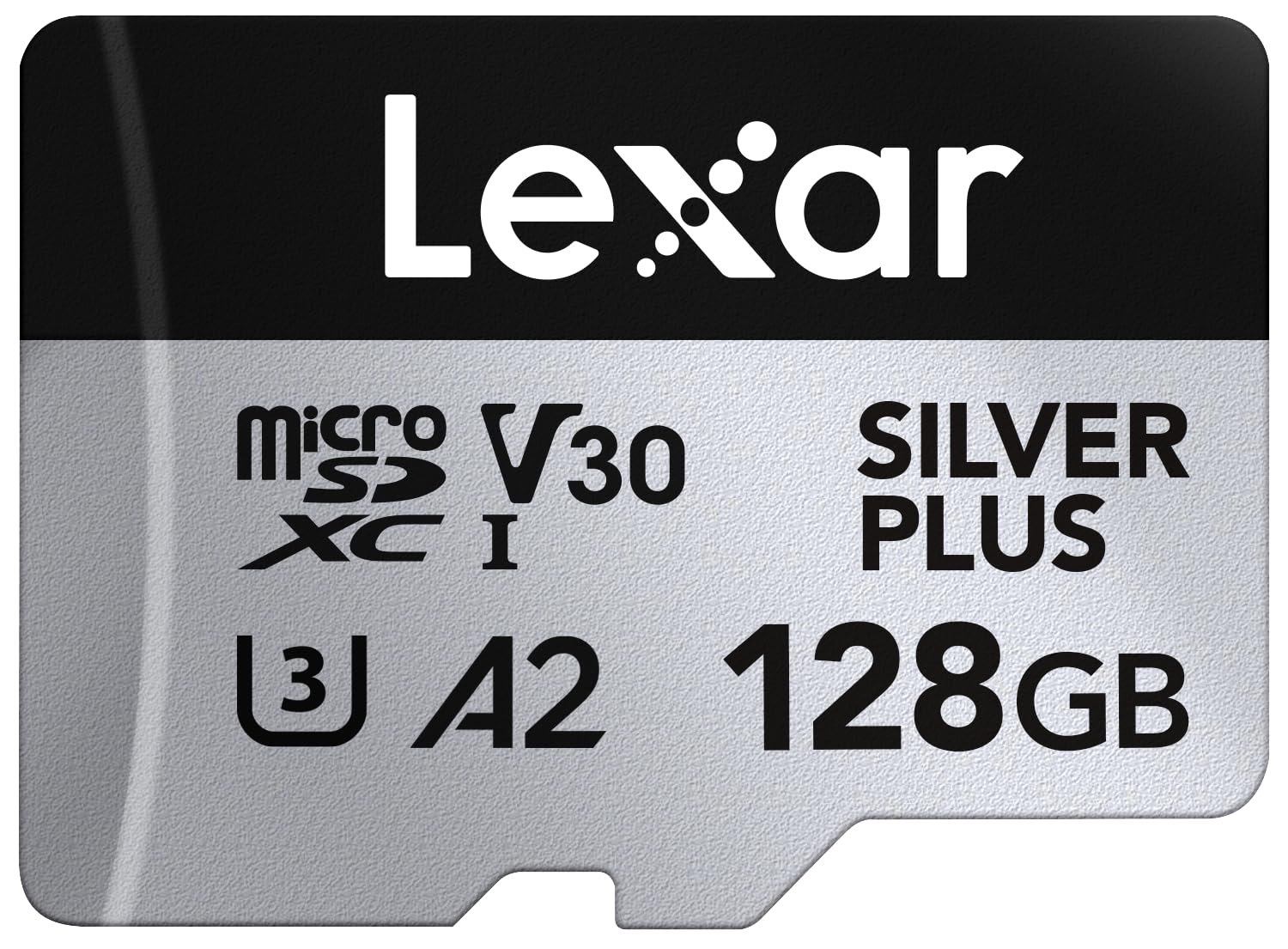 Lexar Silver Plus 128GB Micro SD Card, Microsdxc TF Card up to 205MB/s Reading, 150MB/s Write Micro SD+ Memory Card Adapter, A2, U3, Class 10, V30, Full HD and 4K UHD Video