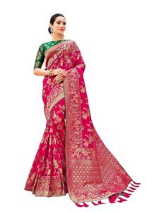 Monjolika Fashion Women’s Banarasi Pure Kanjivaram Style Silk Saree With Blouse Piece for Wedding (37765 color)