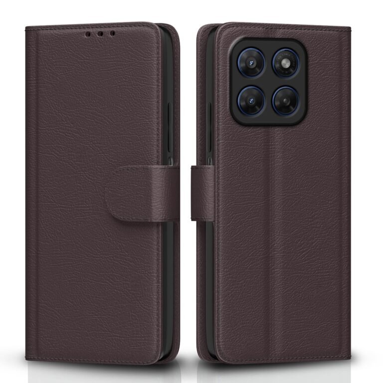 Pikkme Flip Cover for Motorola Moto G37 Power 5G Leather Finish | Inside TPU with Card Pockets | Wallet Stand and Shock Proof | Complete Protection Flip Case (Coffee)
