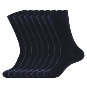 WANDER Men’s Dress Socks Cotton Thin Classic lightweight Socks 8 pairs Solid Soft Breathable Socks