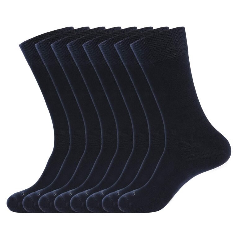WANDER Men’s Dress Socks Cotton Thin Classic lightweight Socks 8 pairs Solid Soft Breathable Socks