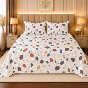 Utopia Bedding Poly Cotton Floral King Size Bedsheet & 2 Pillow Covers, Ultra Soft Cotton(White) 275×275 CM