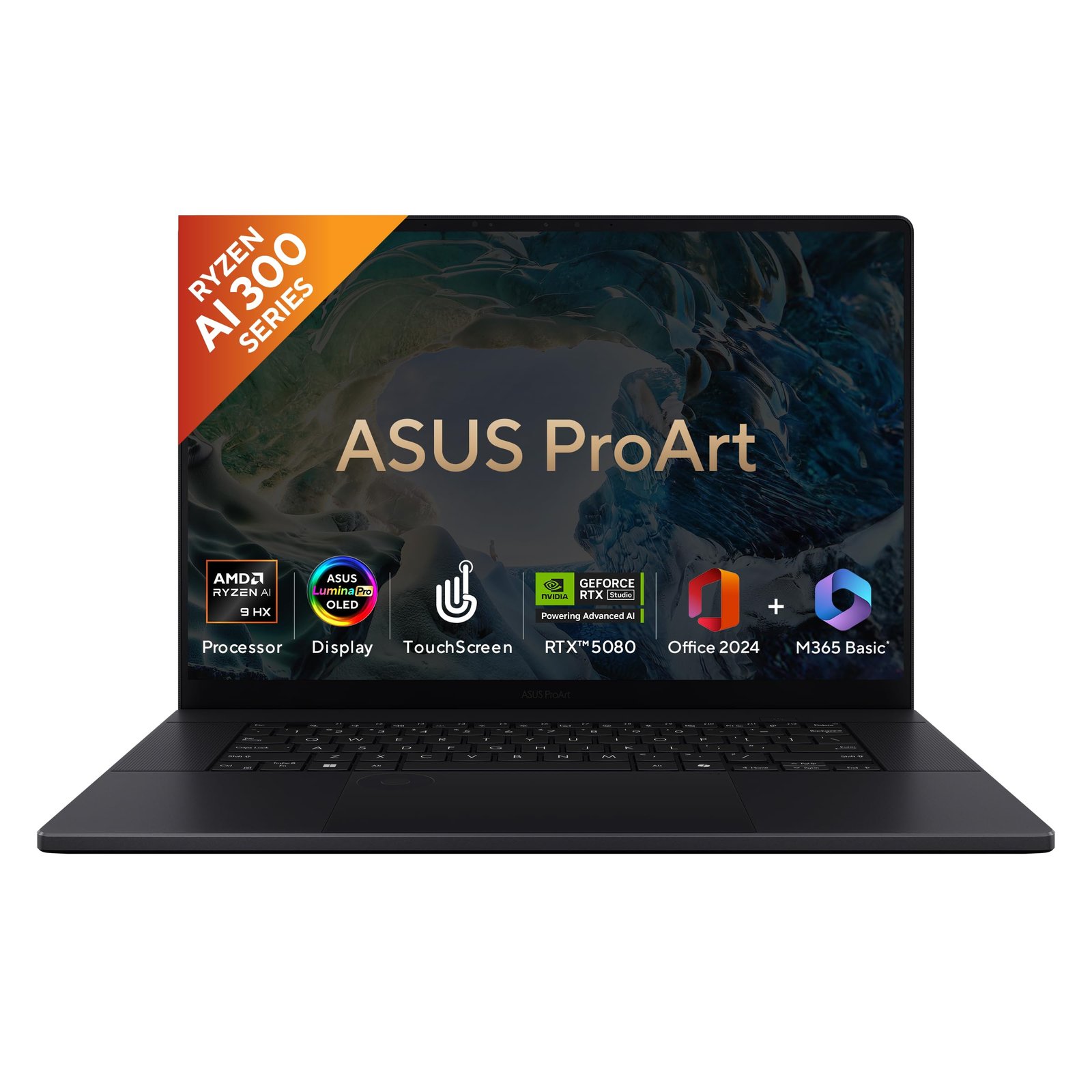 ASUS ProArt P16 OLED (2025), AMD Ryzen AI 9 HX 370, RTX 5080-16GB,64GB RAM, 2TB SSD, 16″/40.64cm Touchscreen, 4K, 120Hz,Windows 11,M365 Basic (1Year)*/Office 2024, Nano Black, 1.95Kg,H7606WW-SE023WS