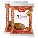 Manna Sprouted Ragi Flour 2kg (1kg x 2 Packs) Natural Sprouted Finger Millet Flour Nachni Atta Kelvaragu Flour Rich in Calcium & Protein