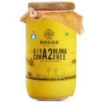 ROSIER A2 Gir Cow Ghee (1 litre) | Traditional Bilona Method A2 Gir Cow Ghee | Grassfed, Pure and Healthy Desi Cow Ghee (Glass Bottle – 1000 ML)