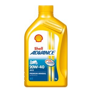 Shell Advance AX5 4T 20W-40 API SL Premium Mineral Motorbike Engine Oil (1 L)