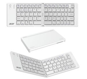 Acer MiniFold Foldable Bluetooth Keyboard, Ultra Portable 66-Key Wireless Keyboard, Bluetooth 5.0, Rechargeable Battery, Type-C Charging, 150mAh Battery, for Windows, Android, iOS, Tablets & Laptops