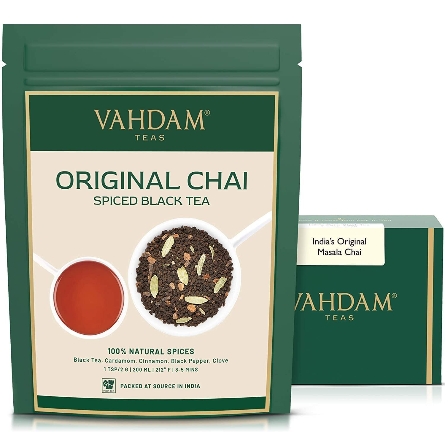 VAHDAM India’s Original Masala Chai Tea Loose Leaf – 100g Blend of Black Tea, Cinnamon, Cardamom, Cloves & Pepper | Ancient Indian House Recipe of Spiced Masala