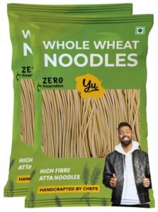 Yu Foodlabs – Whole Wheat Noodles – 100% Atta & Zero Maida – Easy To Digest Healthy Noodles – No Preservatives & 100% Natural – Just Boil – Ready In 5 Mins – Serves 6-300 grams (Pack Of 2)