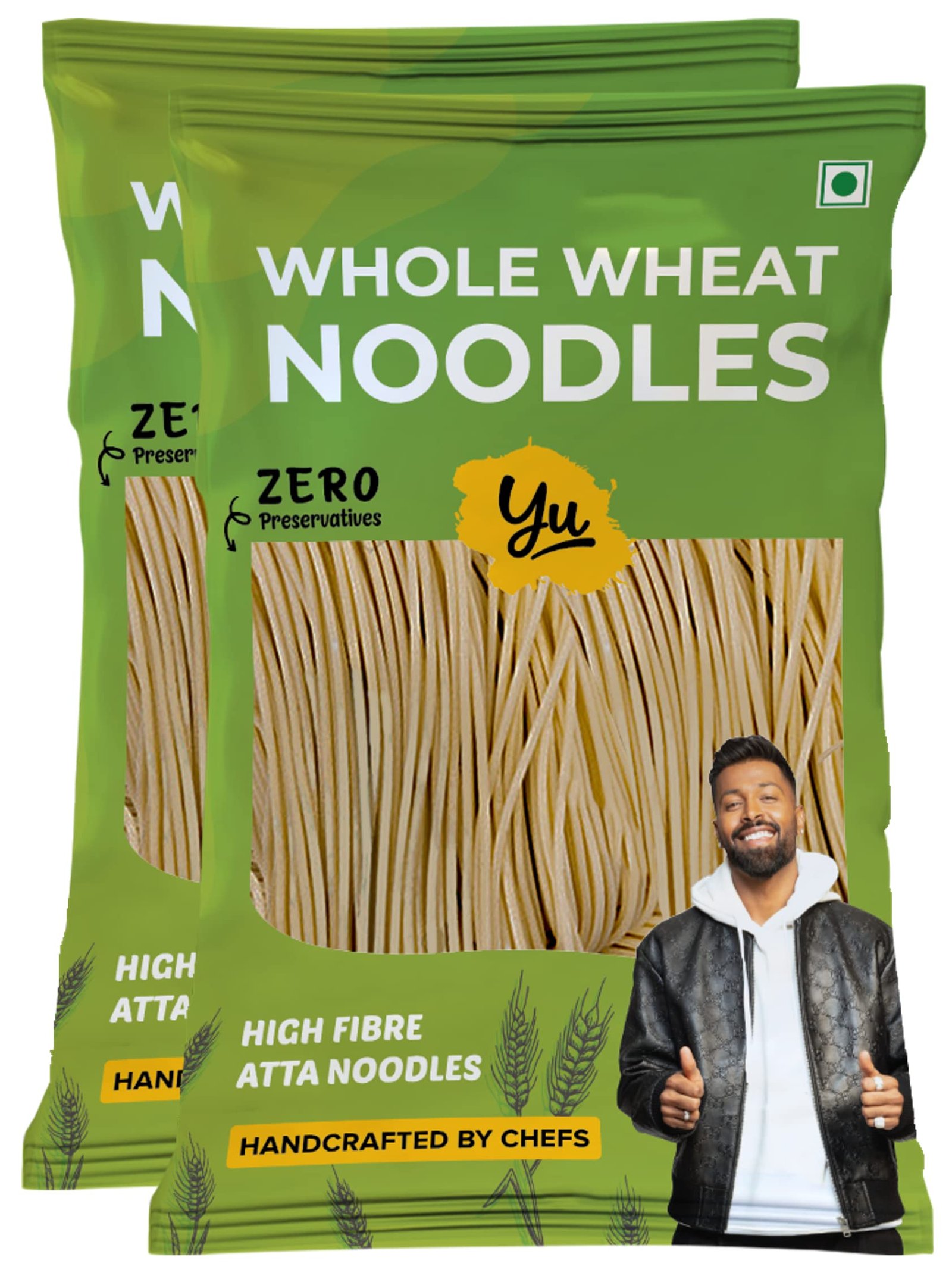 Yu Foodlabs – Whole Wheat Noodles – 100% Atta & Zero Maida – Easy To Digest Healthy Noodles – No Preservatives & 100% Natural – Just Boil – Ready In 5 Mins – Serves 6-300 grams (Pack Of 2)