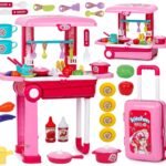 Zest 4 Toyz Kitchen Set for Girls | Light & Sound Portable Trolley 18 pcs Kitchen Toys for Girls | Big Cooking Set for Kids | Battery Operated Pretend Play Toys | Birthday Gifts for Kids – Pink