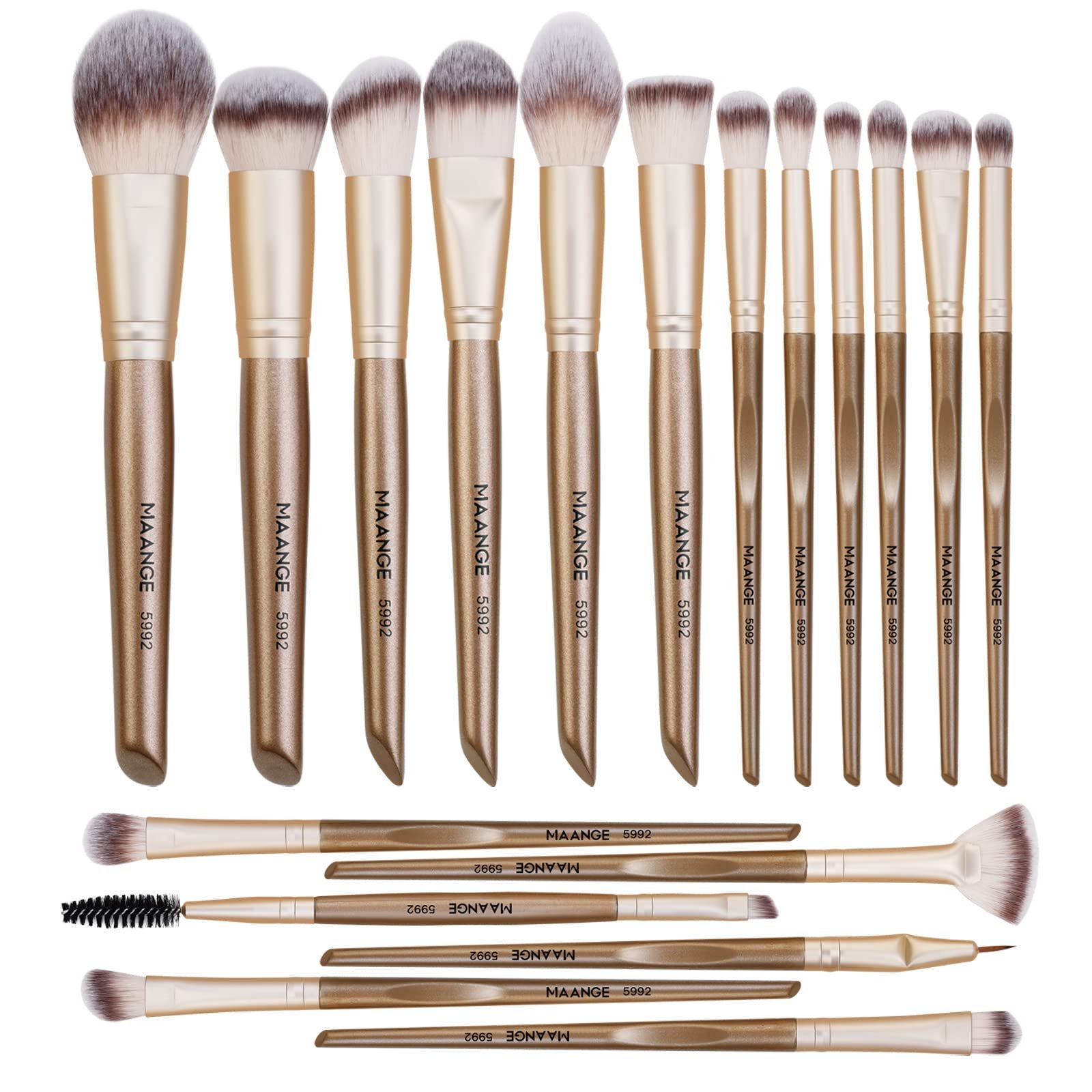 Makeup Brushes ,MAANGE 18 Pcs Professional Makeup Brushes Set Premium Synthetic Foundation Face Powder Blush Eye Shadows Travel Make Up Brushes with gift box