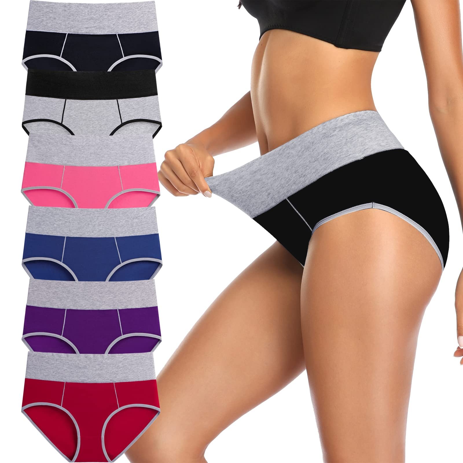Annenmy Womens Underwear, Underwear for Women High Waist Underwear Women No Muffin Briefs Panties and Plus Size