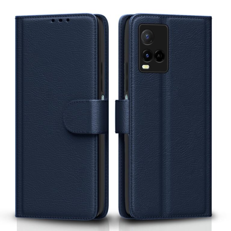 Pikkme Vivo Y21 2021 / Y33s Flip Cover Leather Finish Wallet Back Case for Vivo Y21 2021 / Y33s (Blue)