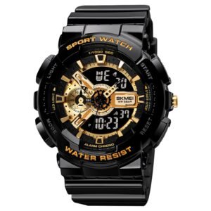 SKMEI Sports Digital Waterproof Watch for Men – 50M Water-Resistant, Dual Time Display, Stopwatch, Alarm, LED Backlight, 12/24H Format – Durable PU Strap & ABS Case – Outdoor Tactical Watch – 1688