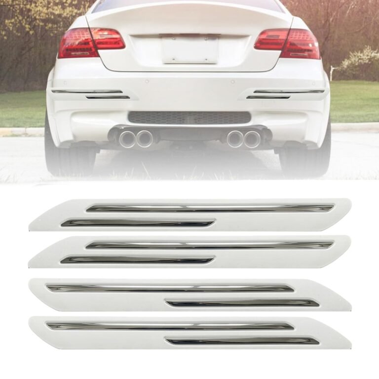 FABTEC Universal Car Bumper Protector Set of 4 for All Cars (Double Chrome, White)