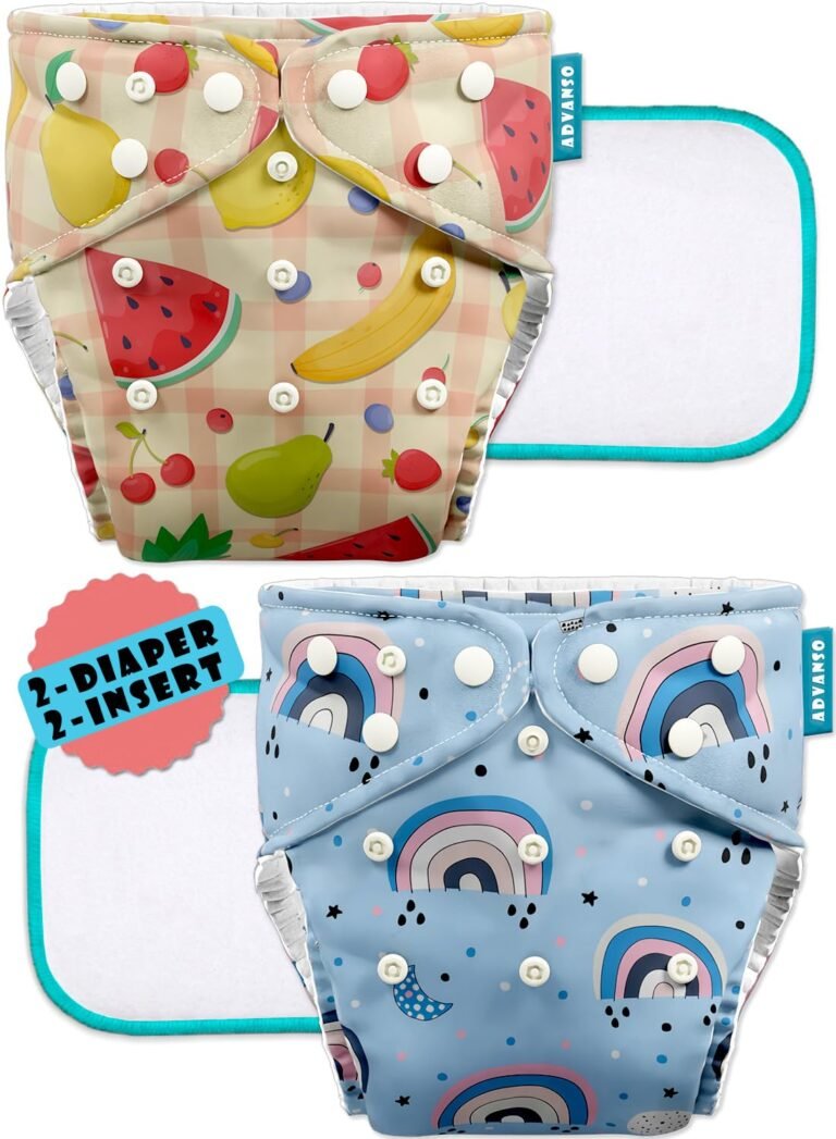 Advanso Leakage-proof cloth diapers for babies, high absorbent 2 reusable diaper 2 insert pad combo pack washable cloth diaper free size 5-18kg baby adjustable pocket cover 19