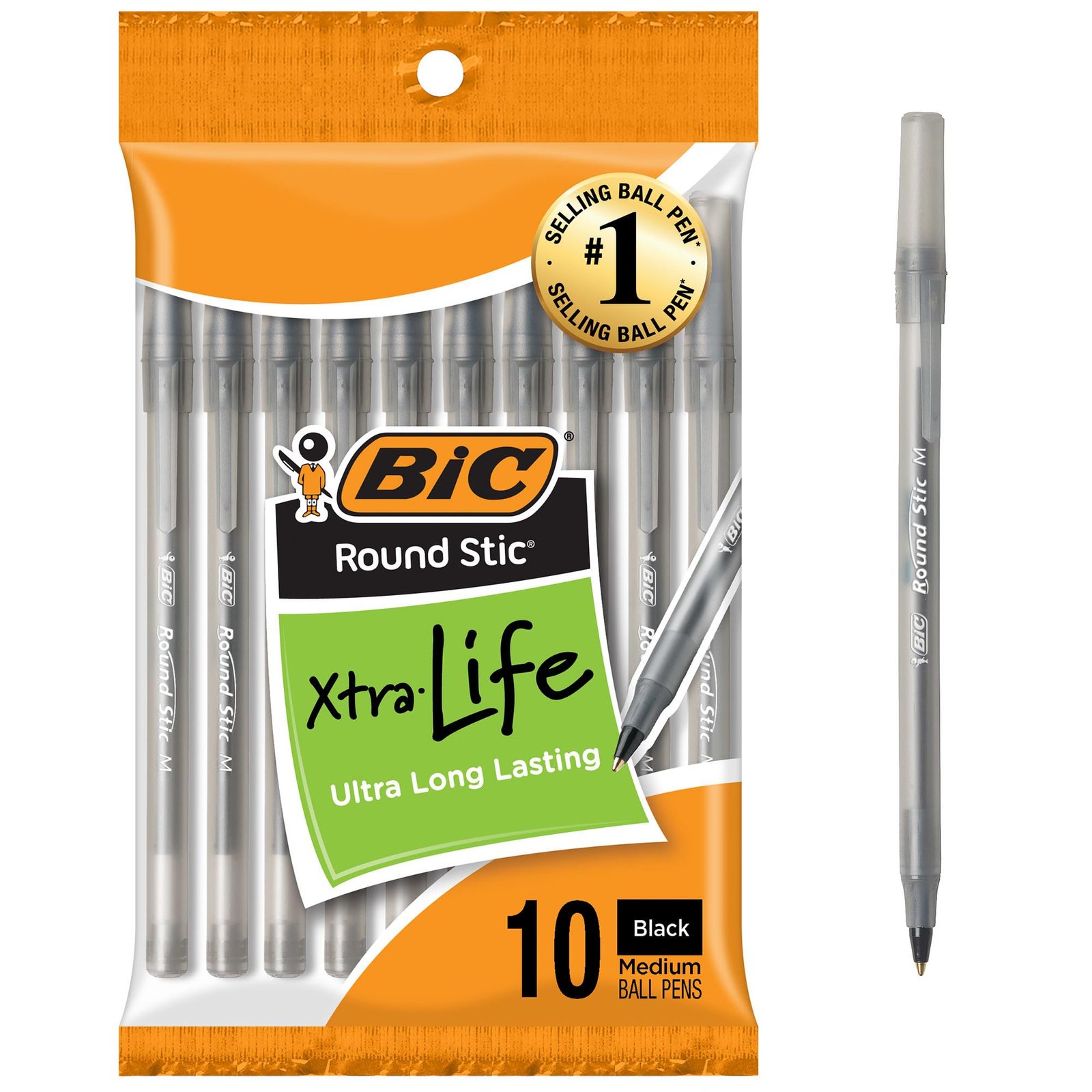 BIC Round Stic Ball Pen – Pack of 10, Black