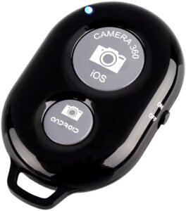 skysia Bluetooth Remote for Mobile Wireless Camera Shutter Button | Photo Clicker Remote for Selfie Stick, Tripod & Vlogging | Compatible with iPhone, Android Smartphones & Tablets, Black (Pack of 1)
