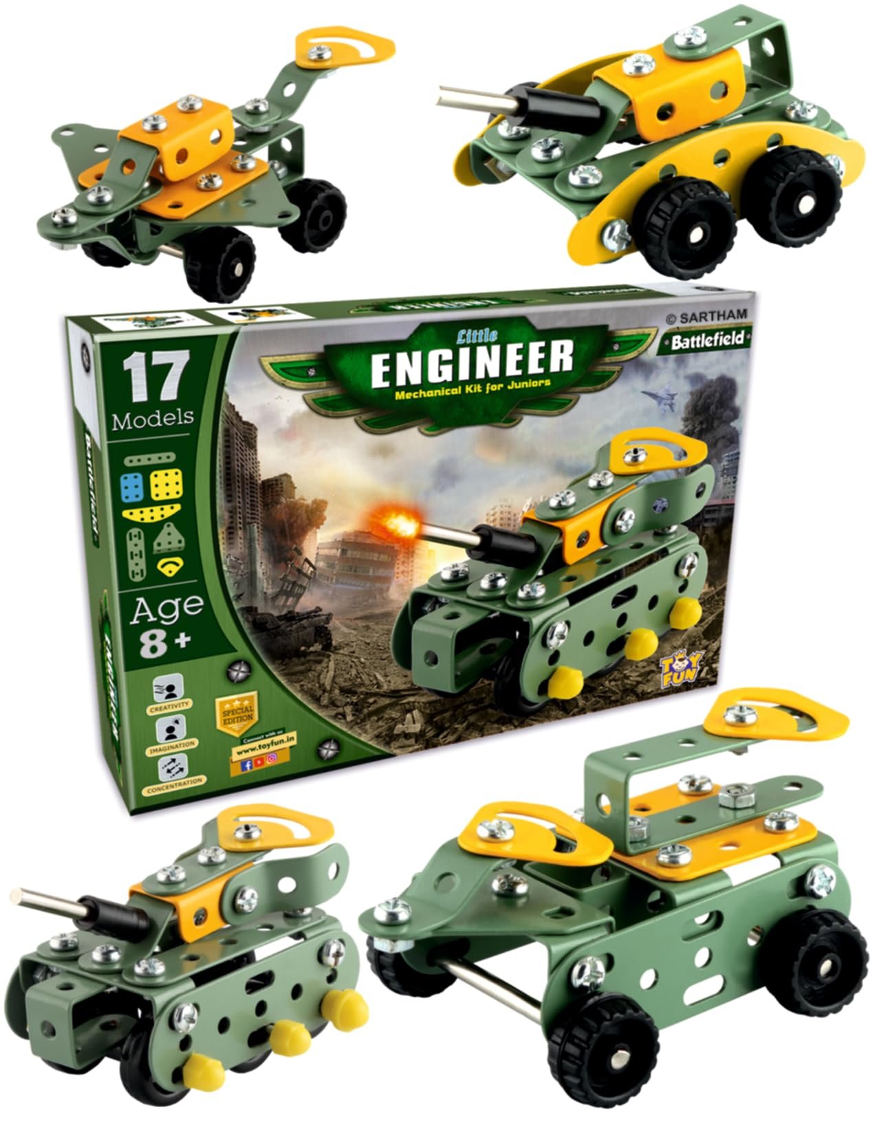 SARTHAM Battlefield – DIY Puzzle Game for 8 to 12 Year Old | Building and Construction Set | Mechanical Toy Set for Kids | Model Building Game | Educational & Assembly Toys for 8+ Kids