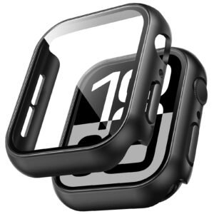 TAURI 2 Pack Hard Case for Apple Watch Series 11/10 46mm, with PC Tempered Glass Screen Protector, [Scristant Resistant] [Overall Protection] Slim Cover for iWatch S11 / S10 46mm, Black