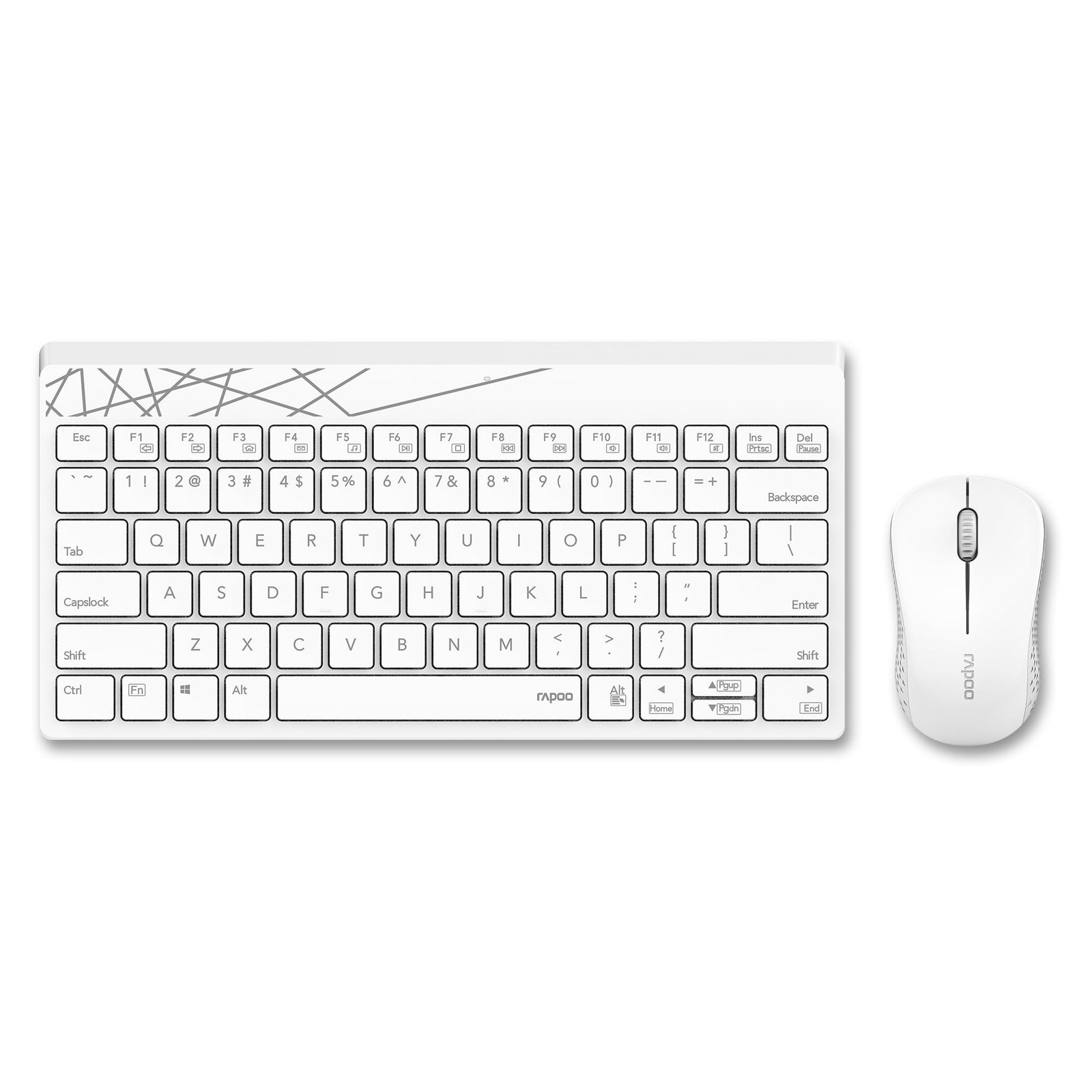 Rapoo 8000S Keyboard and Mouse Set Wireless 2.4 GHz 1300 DPI for Windows/iOS/Android,Tablet/Smartphone – 3 Years Warranty Combo (White)