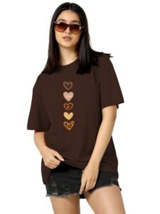TQH Oversized T Shirt for Women | Tshirt for Women | Women’s Top Printed Tee for Woman | Cotton Blend Loose Fit Drop Shoulder Round Neck Casual Top for Summer College Travel Lounge Wear