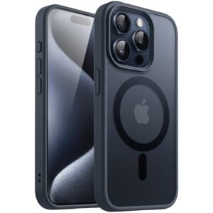 JETech Magnetic Matte Case for iPhone 15 Pro Max, Blue