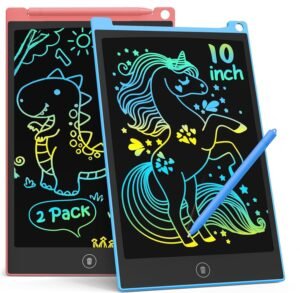 2 Pack 10 Inch LCD Writing Tablets, Colorful Doodle Board for Kids, Erasable and Reusable Drawing Pad, Learning Tool for 3-6 Year Old Boys Girls (Blue+Pink)