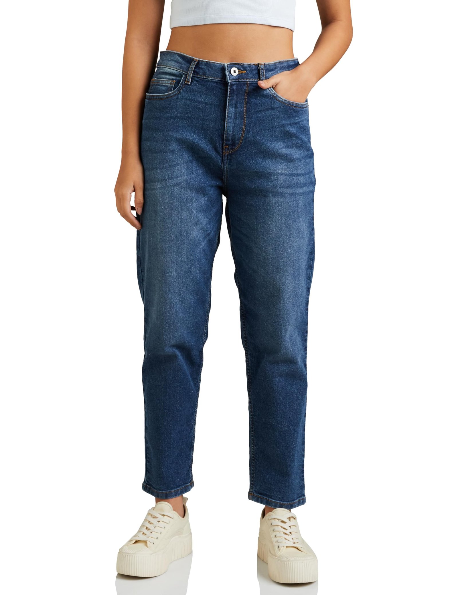 Amazon Brand – Symbol Women’s Loose Flared Jeans | Mid Rise | Cotton Blend Stretch | 5-Pocket (Available in Plus Sizes)