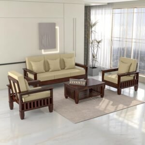 Wooden 5 Seater Sofa Set for Living Room & Drawing Room, Capacity: Five Seater, Seating Type: 3+1+1, Material: Solid Sheesham Wood Rosewood, Walnut Brown