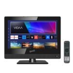 Supersonic SC-1520VTV 15.6 inch Smart AC/DC LED TV, Powered by VIDAA, 1080p, WiFi, Built-in Speakers, USB, 3X HDMI ARC, For Kitchen, RV, Boat, Truck, Playroom, Room, Remote, DC Car Cord INCLUDED-Black