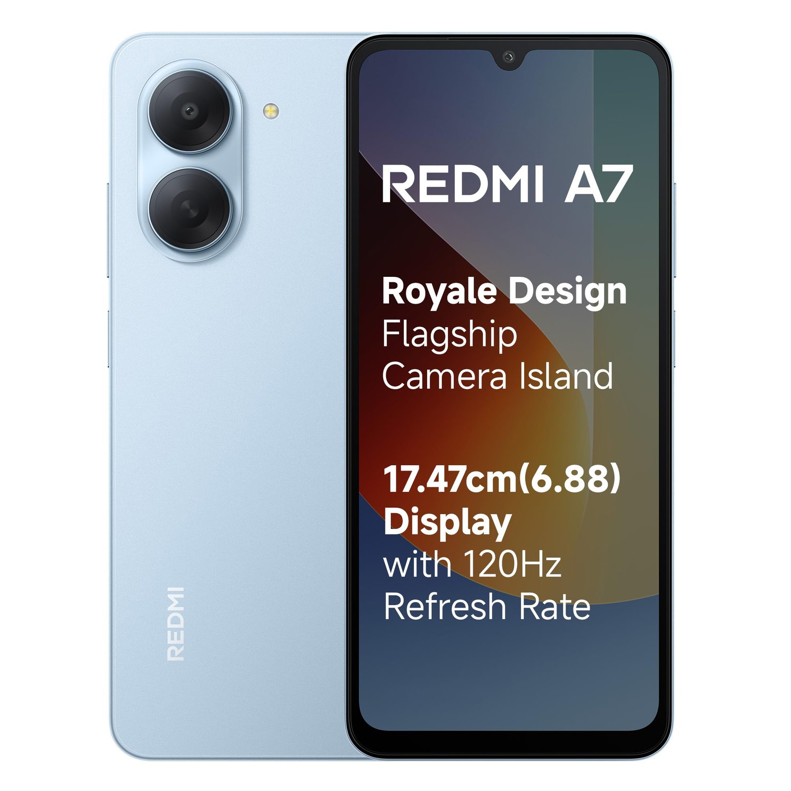 REDMI A7 4G (Sky Blue, 3 GB RAM, 64GB Storage) | Large 17.48cm (6.88) Smooth 120Hz Display | 5200mAh 2-Day Battery | Royale Design | Charger in the Box