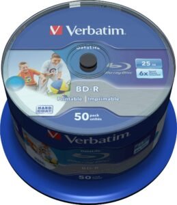 Verbatim 43812 25GB 6x BD-R SL Datalife Inkjet Printable – 50 Pack Spindle