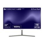 Zebronics Full HD LED Monitor, 21.5 Anti-Glare Screen, 100Hz Refresh Rate, Ultra Slim, Bezel-Less Display, 250nits Brightness, HDMI & VGA, Wall Mountable (A122)