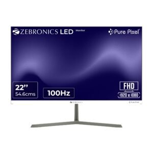 Zebronics Full HD LED Monitor, 21.5 Anti-Glare Screen, 100Hz Refresh Rate, Ultra Slim, Bezel-Less Display, 250nits Brightness, HDMI & VGA, Wall Mountable (A122)