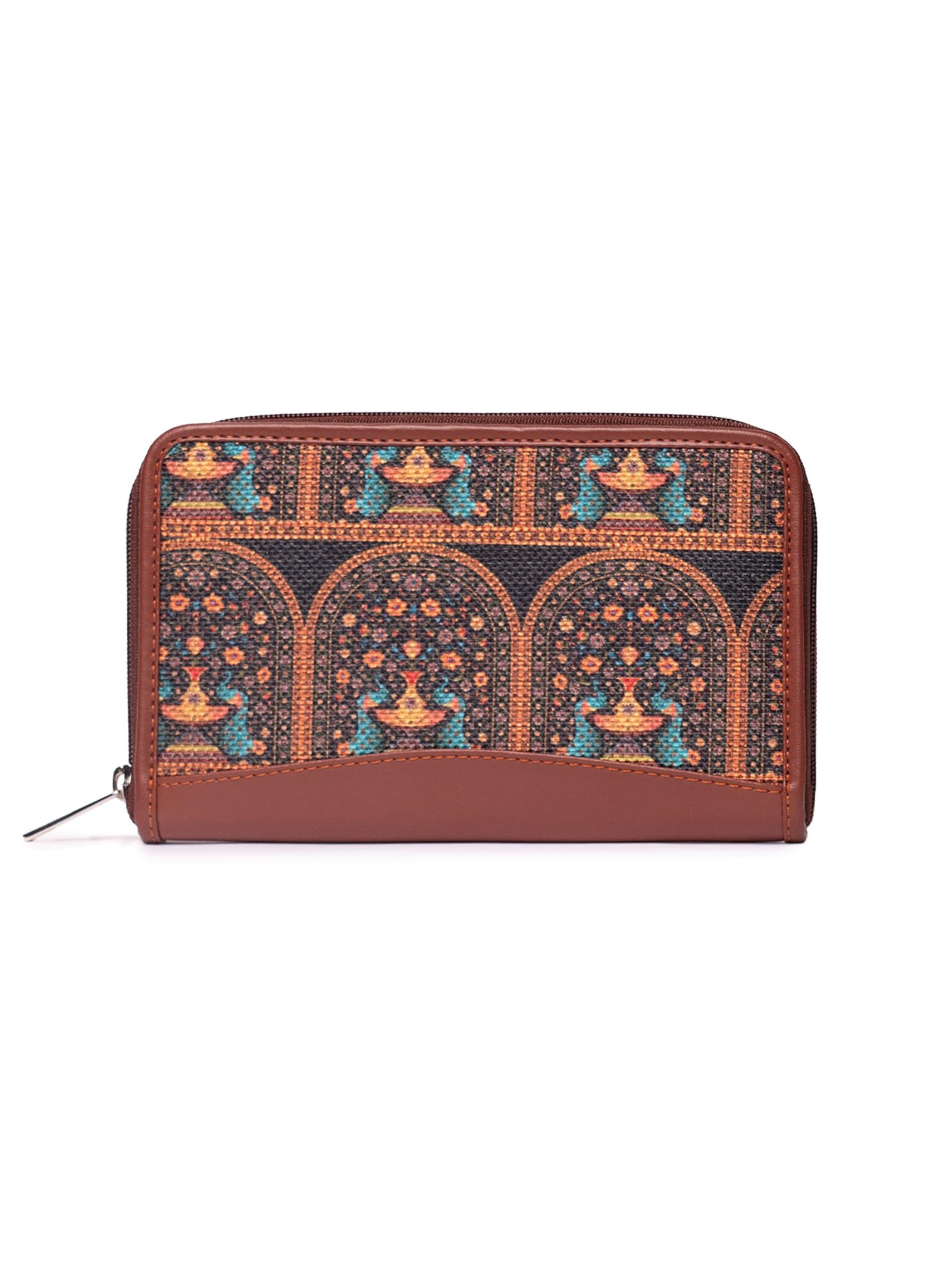 ZOUK Women’s Handmade Vegan Leather Jute Indian Print Mobile Phones Wallet (Multicolour)