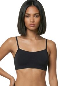 Enamor Moulded Double Layer Front Women’s Cotton Cami Bra – Detachable Slim Straps with Back Keyhole, Non Padded, Wirefree, High Coverage – A022