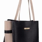 Carrylux Dual Tone Large Capacity Croco Pattern Tote Handbags Purses Shoulder Bag For Womens