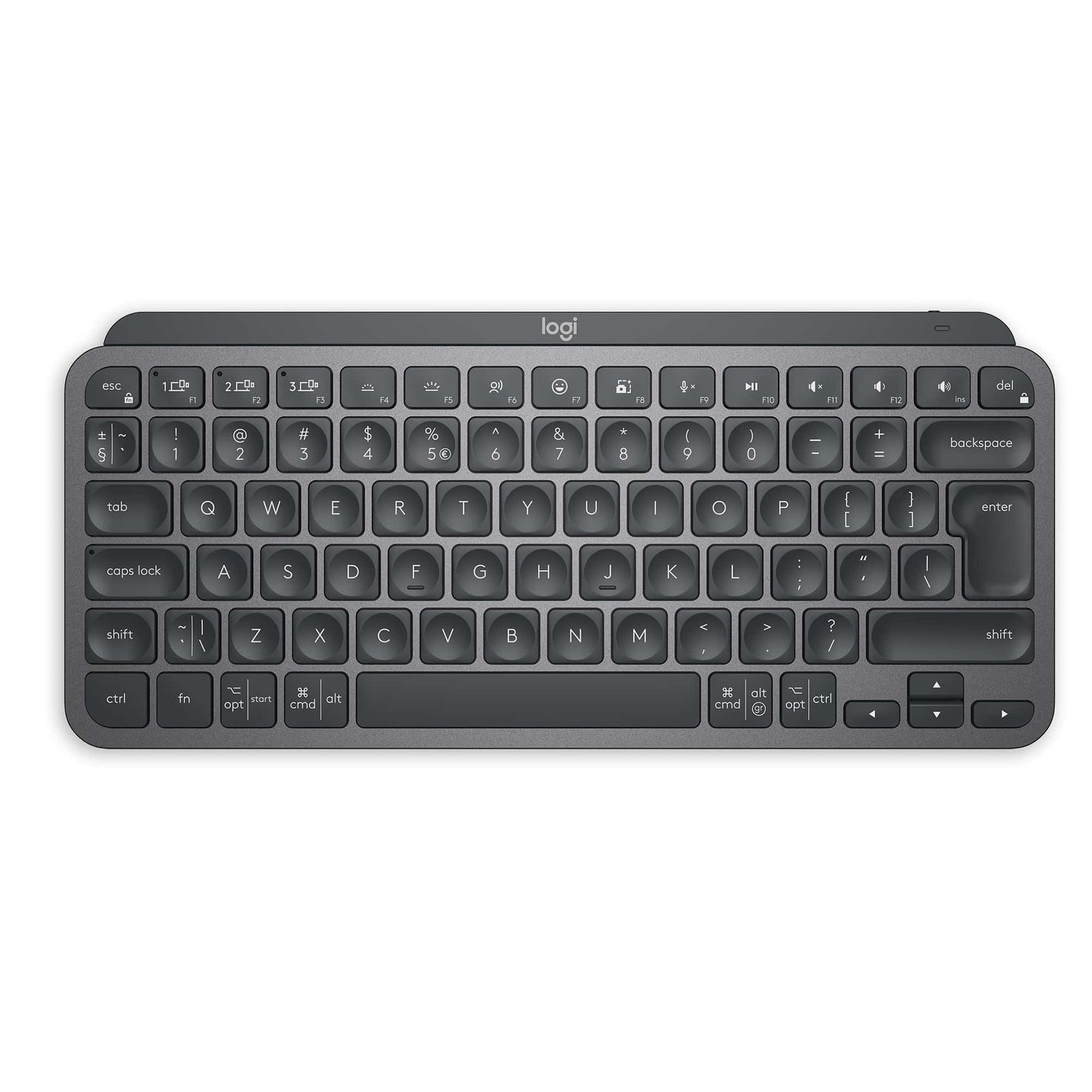 Logitech MX Keys Mini Minimalist Wireless Illuminated Keyboard with Free Adobe Subscription, Compact, Bluetooth, Backlit, USB-C, Metal Build-Graphite