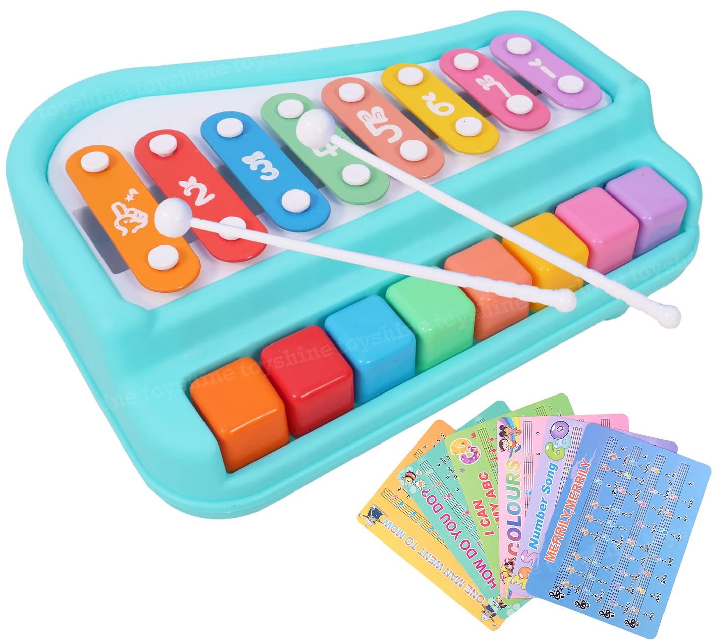 Toyshine 2 in 1 Multicolored Key Keyboard Xylophone Piano, Preschool Kids Educational Knock Playing Musical Learning Instruments Toy for Baby Kids Girls Boys