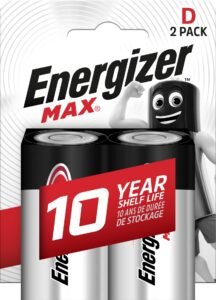 Energizer Max Alkaline D Batteries, 2 Pack