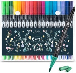 Ohuhu Brush Pen 36 Colors Water-based Fineliner & Brush – Maui – Black