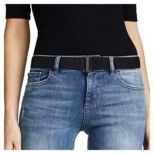 No Show Women Stretch Belt Invisible Elastic Web Strap Belt with Flat Buckle for Jeans Pants Dresses