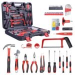IBELL TB145-9 145-Piece Socket Wrench Tool Kit | Complete Auto Repair & Home Tool Set with Ratchet, Sockets, Screwdrivers & Accessories | Heavy-Duty Chrome Finish with Storage Case (Orange/Black)