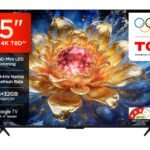 TCL 189 cm (75 Inches) Smartchoice 4K UHD Smart QLED Google TV | QD-Mini LED Dimming | 144Hz Refresh Rate | 3GB RAM | 42W Onkyo 2.1ch Speakers | 75T8D
